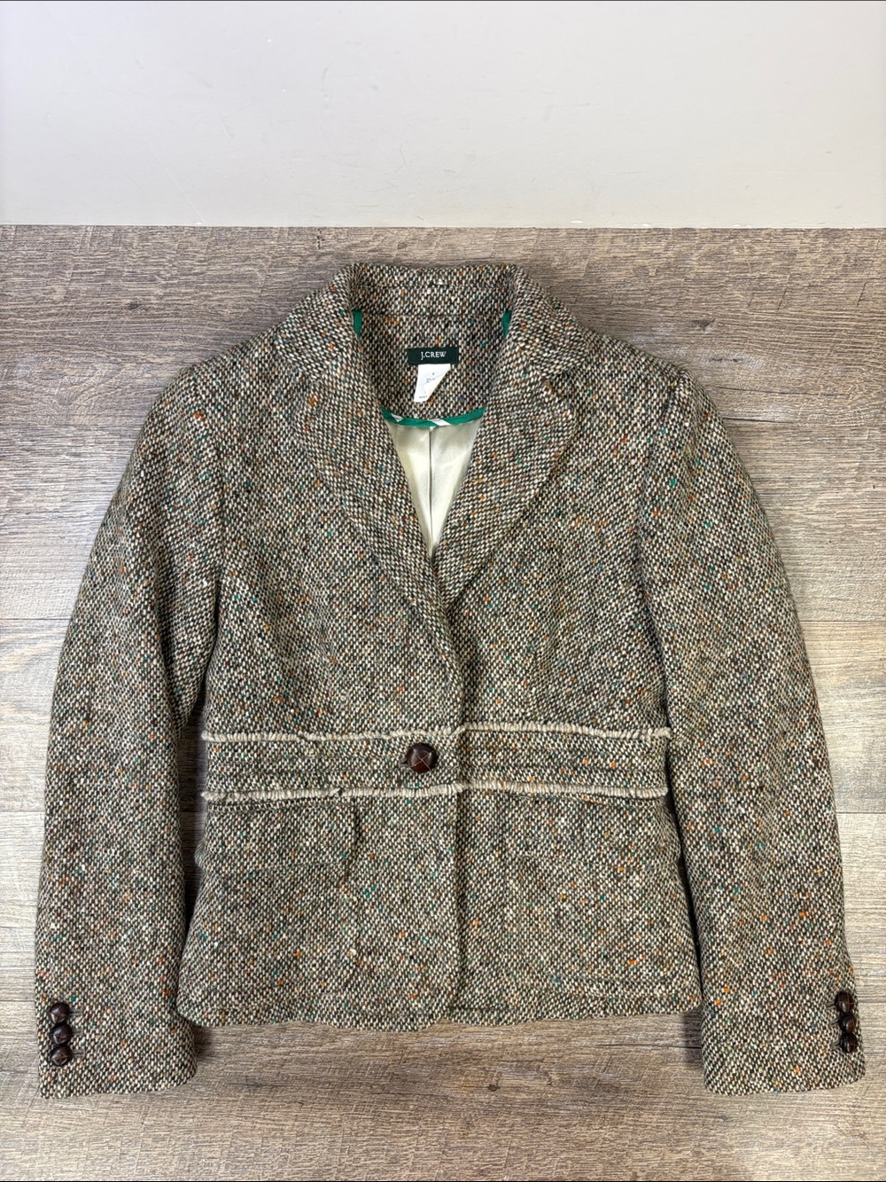 J.Crew Wool Alpaca Tweed Peplum Blazer Jacket Womens Size 0 Academic Chic